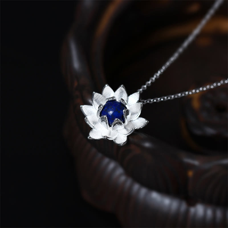 Lotus Anhänger Lazurit Silber Harmonie