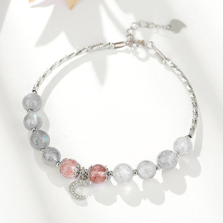 Armband Erdbeerquarz Mondstein – Glück