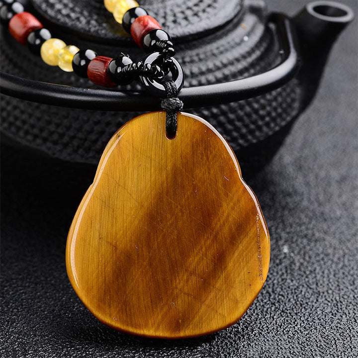 Kette Tigerauge lachender Buddha Segen Anhänger Naturstein