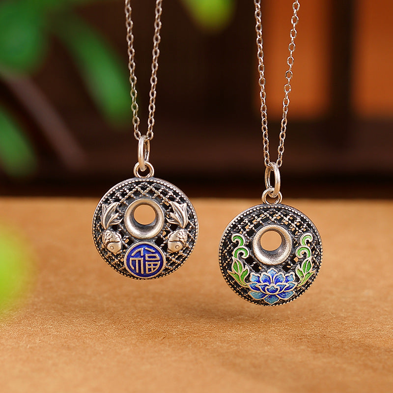 Silber Anhänger Lotusblüte Glück Kette Schmuck