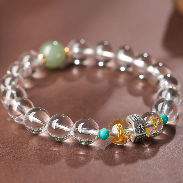 Armband 925 Silber Weißer Kristall Chinesisches Tierkreis – Heilung