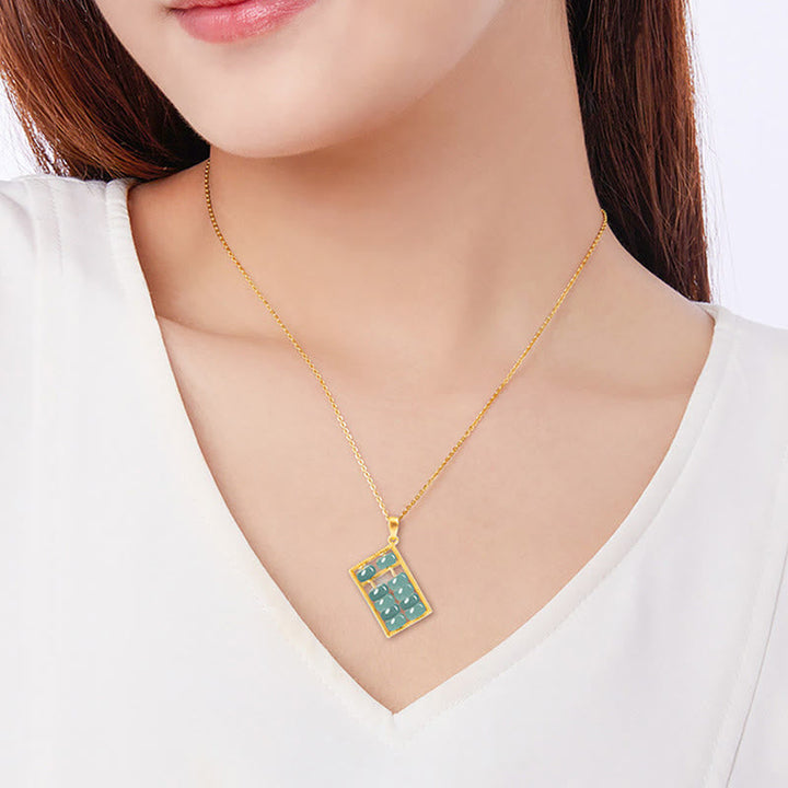 Kette grüne Jade Abakus Schmuck Reichtum