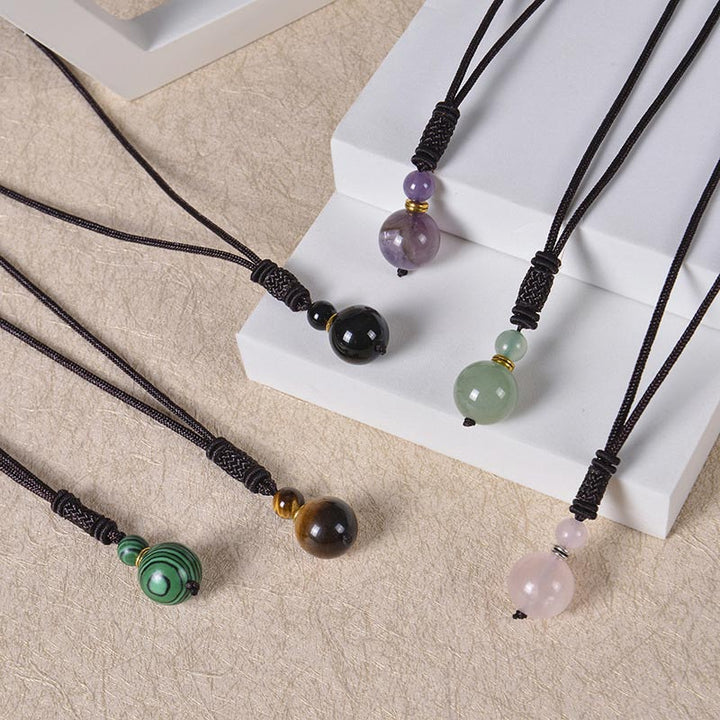 Kette Jade Harmonie – Frieden & Wohlstand – Bild 9 – Jade Harmonie Kette Naturstein Anhänger schwarzes Lederband Wohlstand