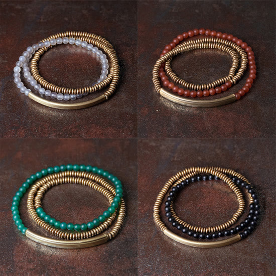 Armband Kupfer Achat vier Farben Naturstein elastisch Schmuck