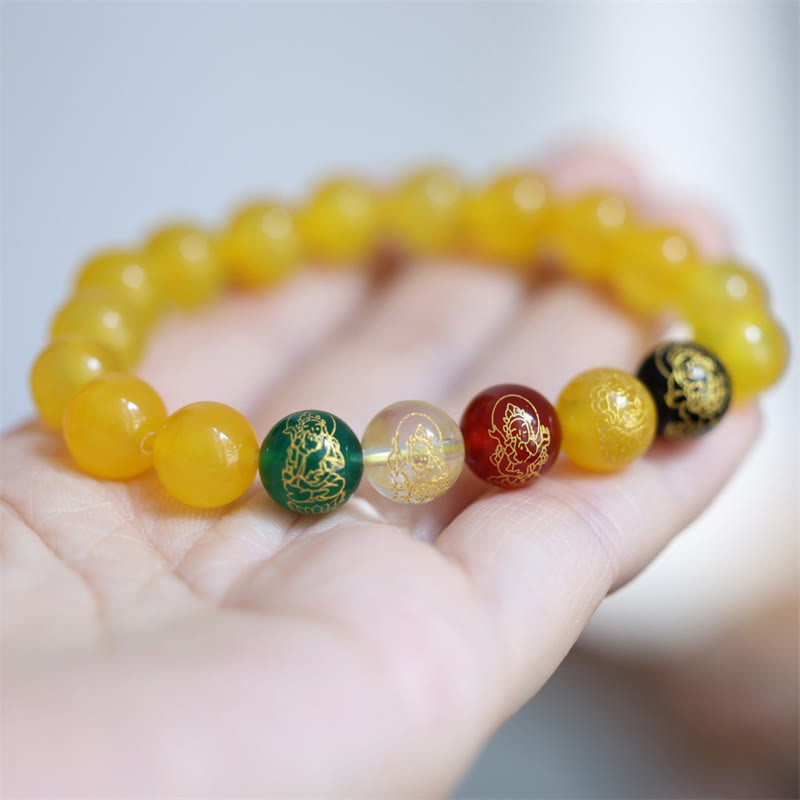 Gelbes Achat Armband mit farbigen Elementen Kristall Naturstein elastisch