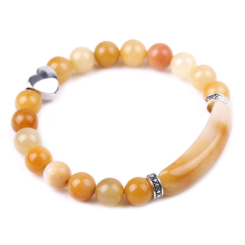 Gelbes Kristall Perlen Armband Unisex elastisch Naturstein getragen