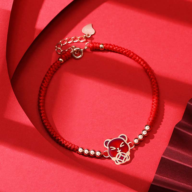 Rotes Armband Chinesisches Tierkreis – Glück Sternzeichen Charm elegant.