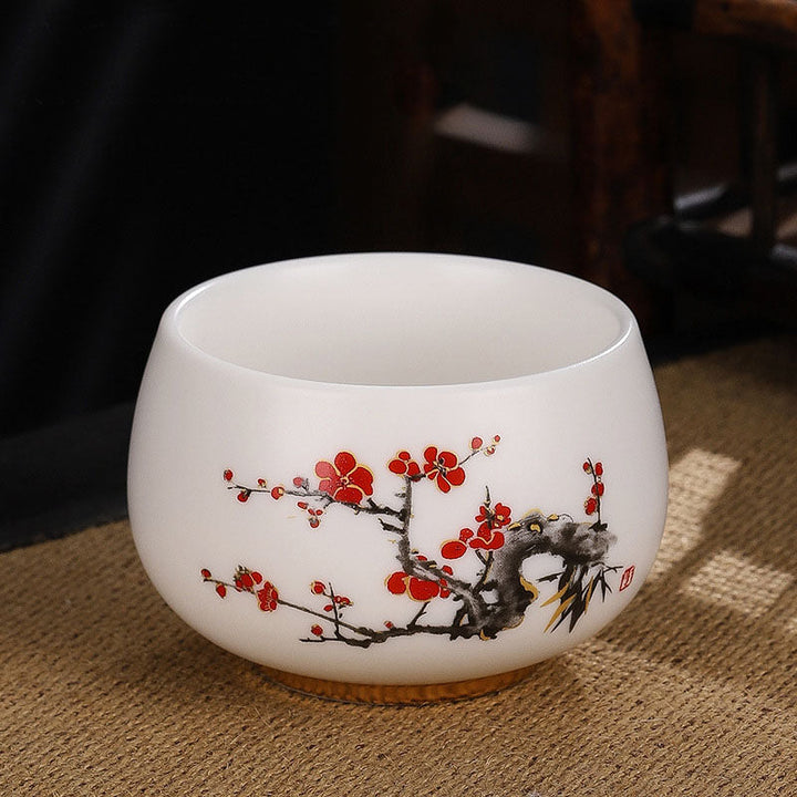 Teetasse Mit Henkel Drache Kranich Lotus Rote Pflaumenblüte