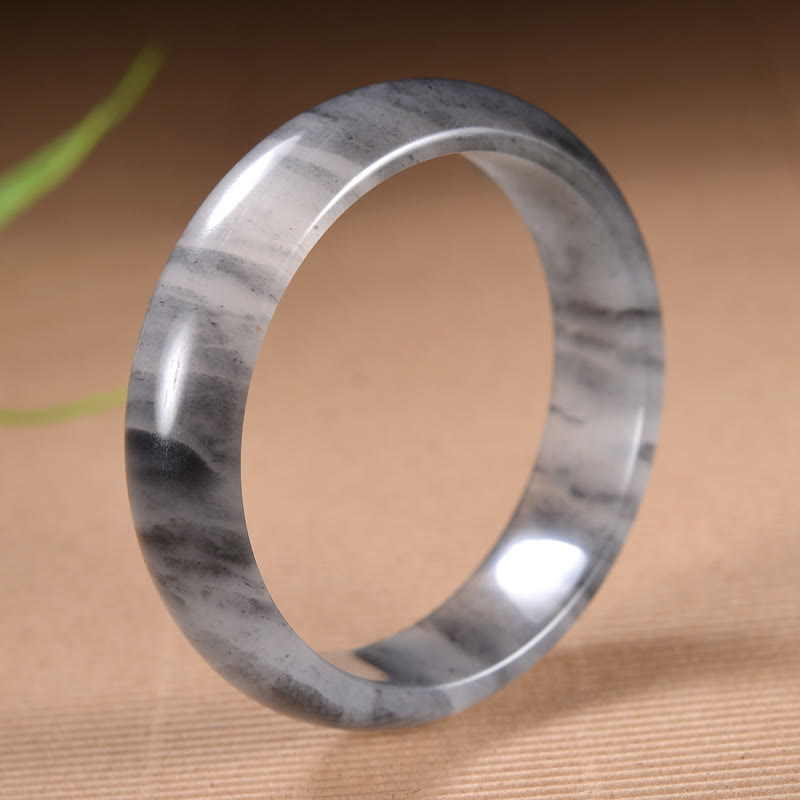 Jade Armband mit Marmorierung grauer Naturstein poliert elegantes Design