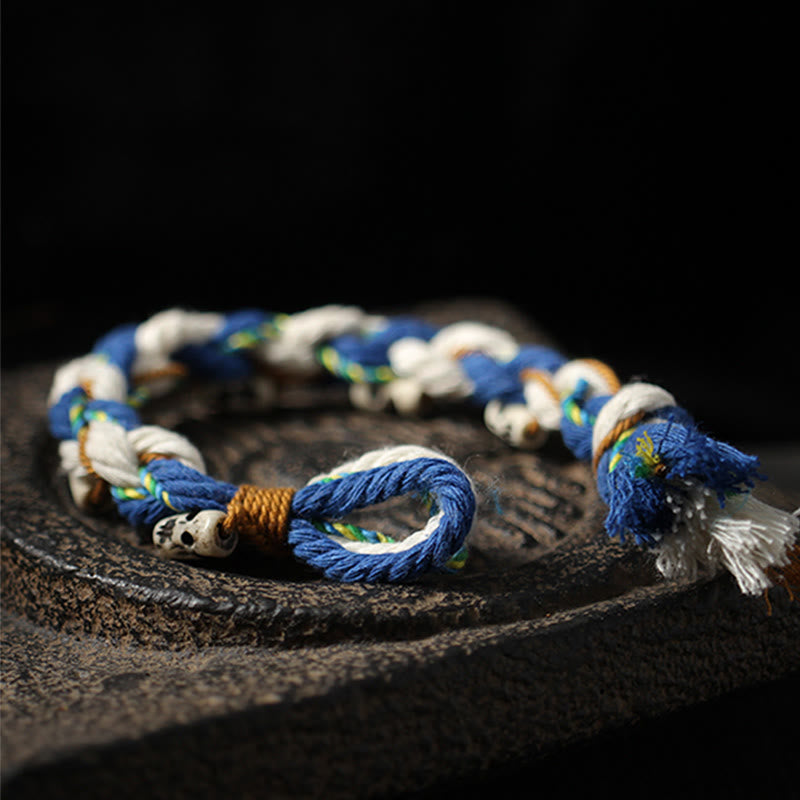Blau weißes Glück & Wohlstand & Harmonie Armband Naturstein handgefertigt.