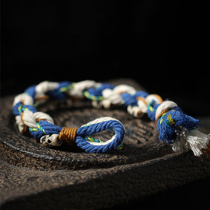 Blau weißes Glück & Wohlstand & Harmonie Armband Naturstein handgefertigt.