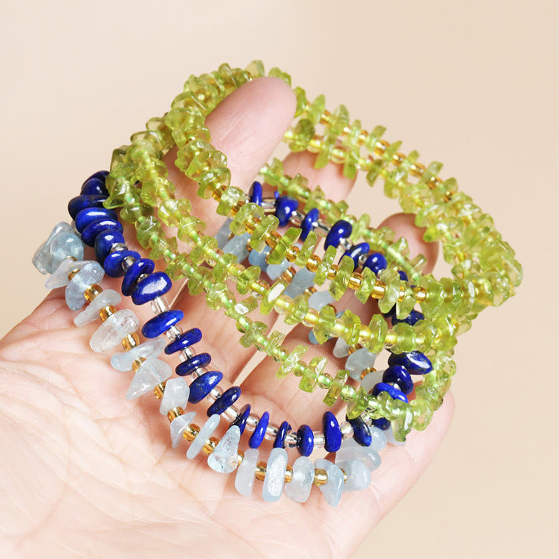 Armband Kristall – Balance grüne Perlen blaue Steine Handgelenk elastisch