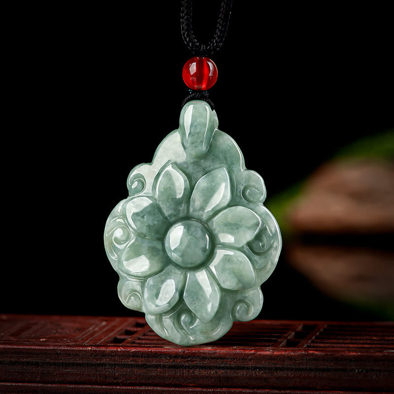 Jade anhänger grüne blüte schmuck