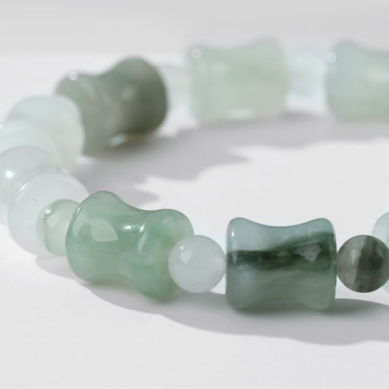 Jade Bambus Armband Glück Fülle Energie grüne Natursteine elegant