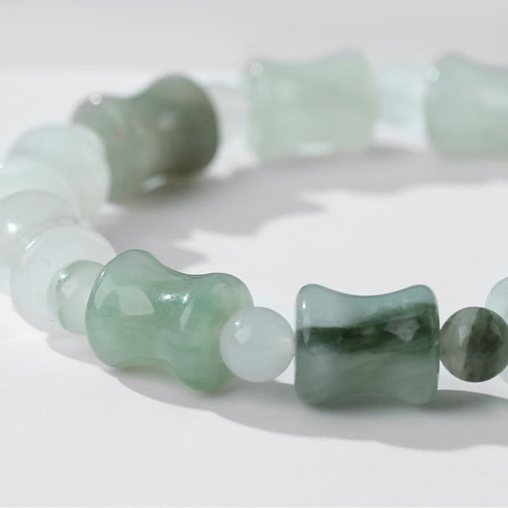 Jade Bambus Armband Glück Fülle Energie grüne Natursteine elegant