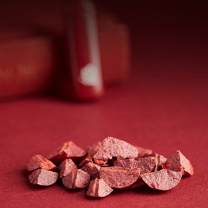 Anhänger Zinnober Geburts-Buddha Schutz Glück rote Kristalle Naturstein