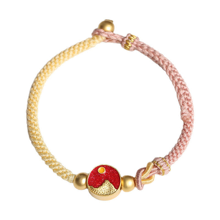 Armband Paar – Glück mit roten und goldenen Perlen Seidenschnur