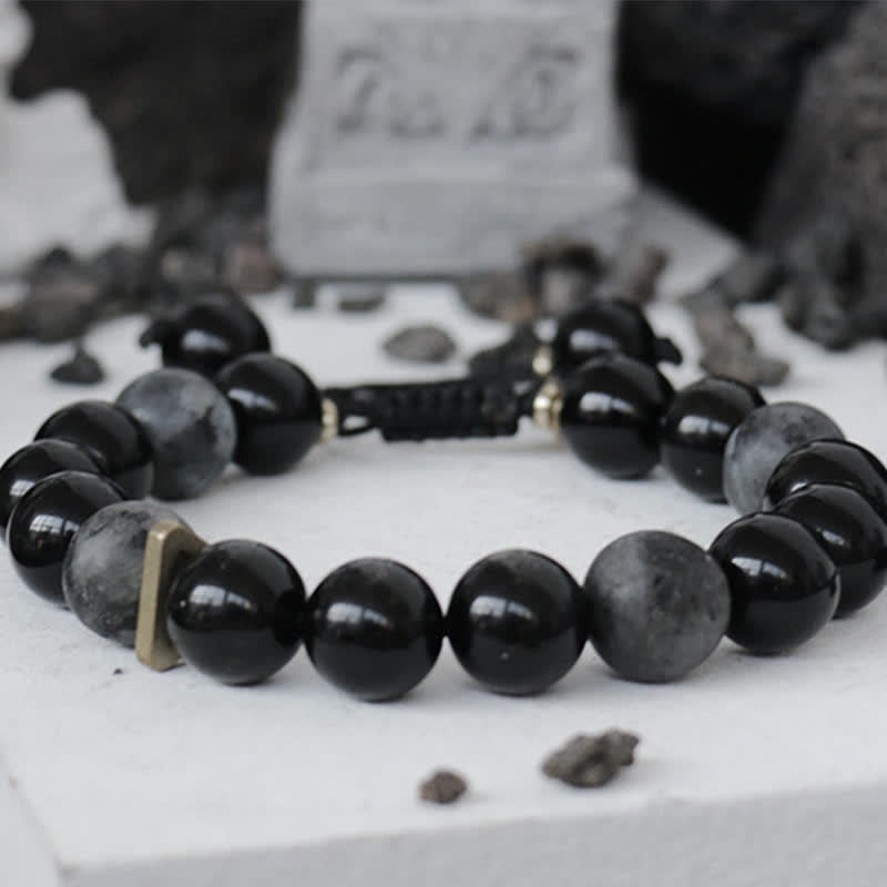 Armband Schwarzer Obsidian Katze