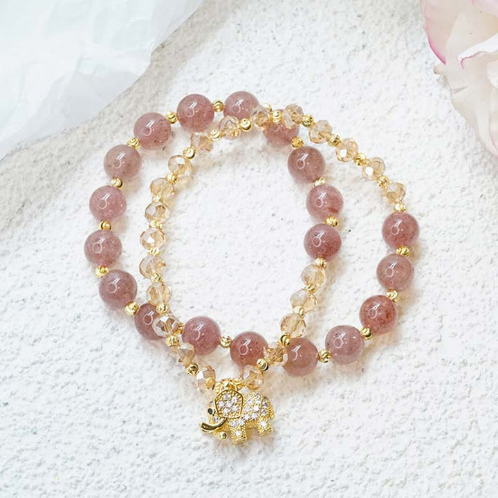 Armband Rosenquarz Elefant - Heilung & Energie