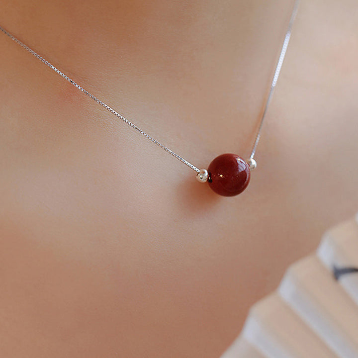 Zinnober Anhänger Sterlingsilber Kette rot Perle