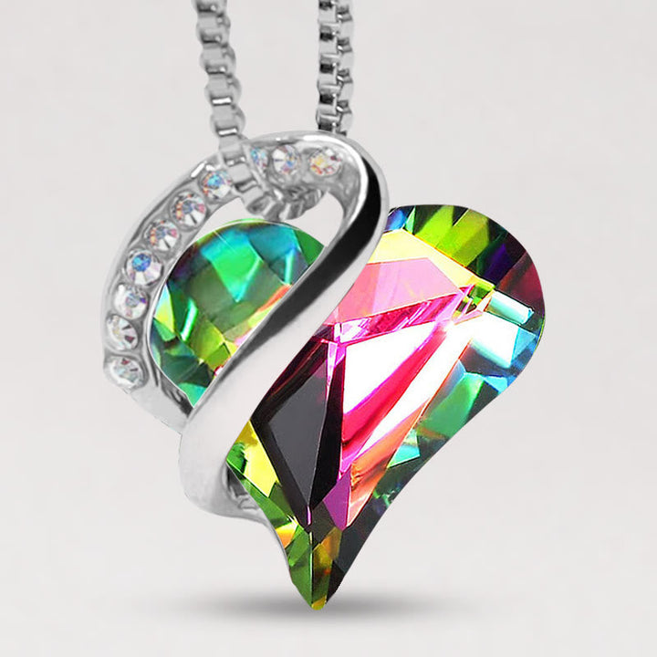 Kette Rubin Herz Anhänger multicolor Kristall Liebe Heilung Schmuck