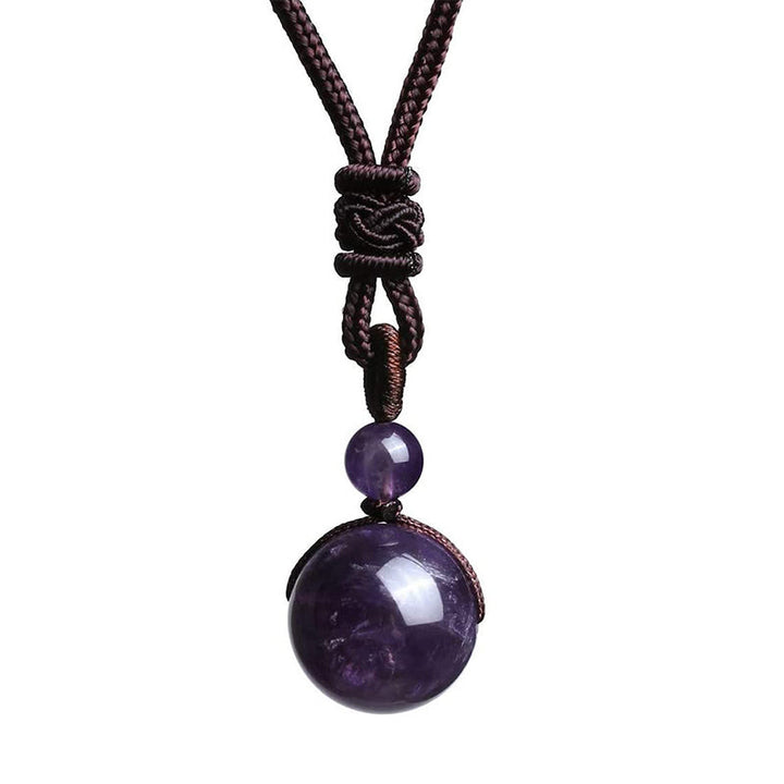 Amethyst Kette Naturstein Anhänger violett glänzend Schutzstein Energiekristall