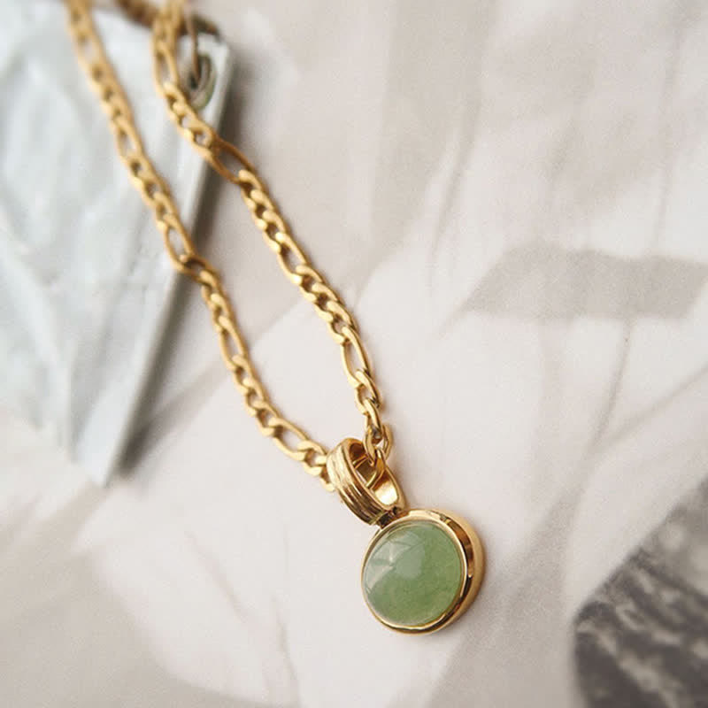 Grüne Anhänger Kette, Türkis Oval, Stärke Edelstein, Kraft