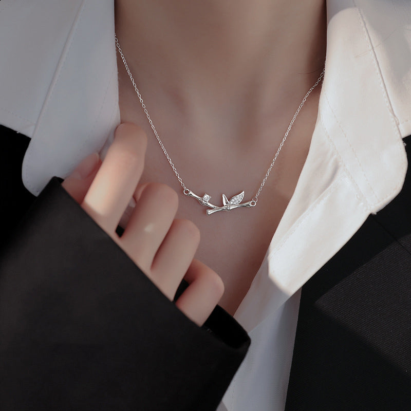 Kette Zweig Blatt Silber Schmuck