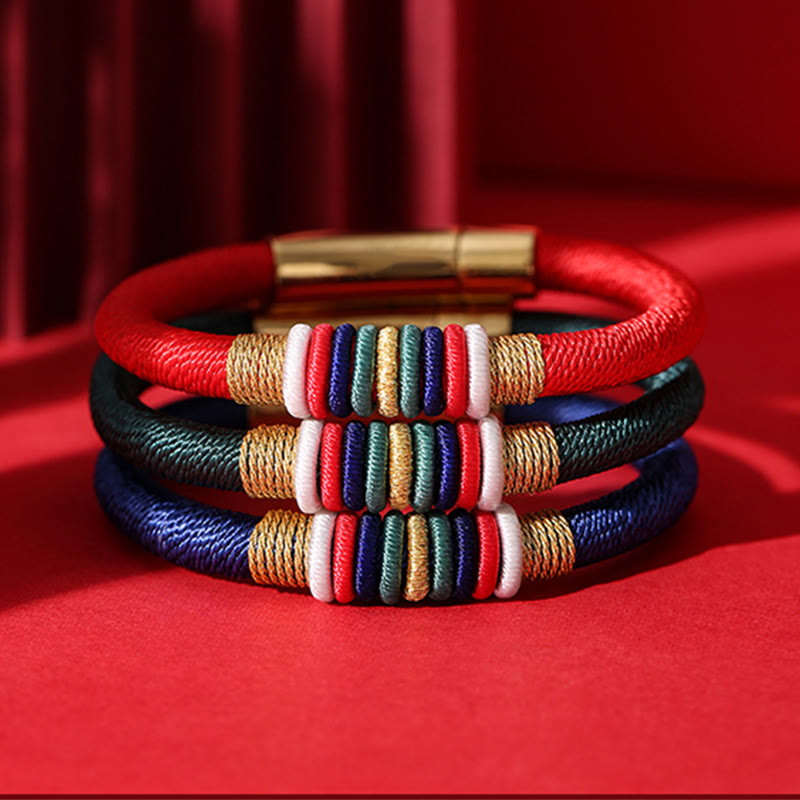 Armband Fünf Elemente – Glück & Energie drei farbige Armbänder rot schwarz blau