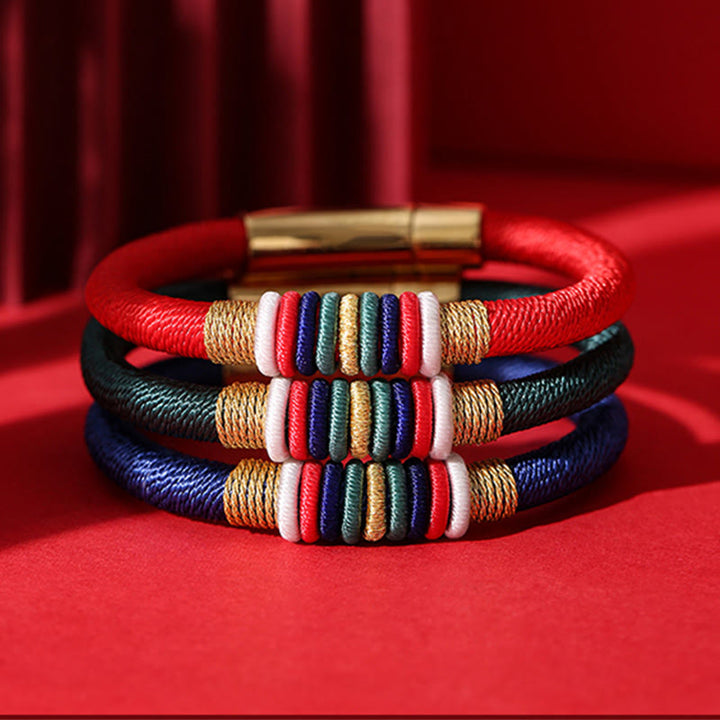 Armband Fünf Elemente – Glück & Energie drei farbige Armbänder rot schwarz blau