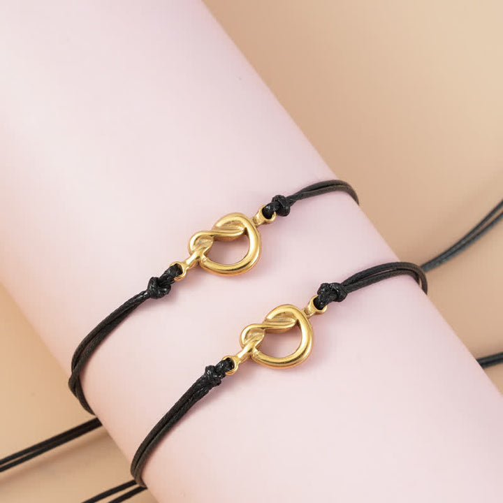 Armband Freundschaft Best Friend mit goldenem Kreis schwarzer Schnur.