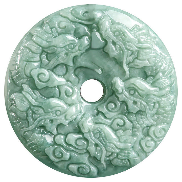 Jadeit Anhänger Drachen Schnitzerei Elegant Grün