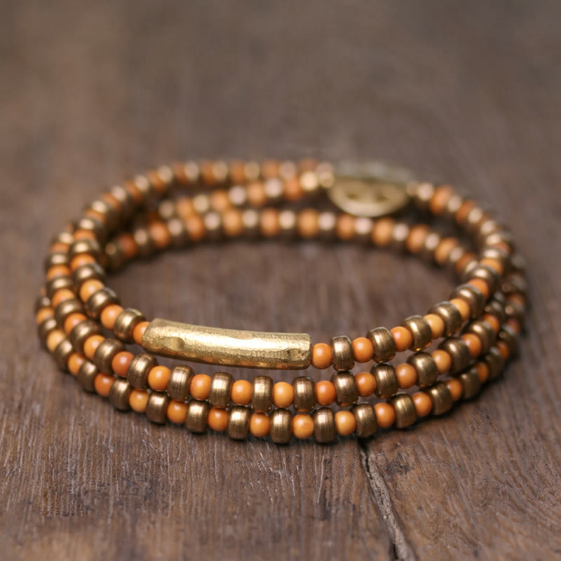 Armband Kupfer – Wohlstand Stärke elastisch Naturstein braun golden glänzend