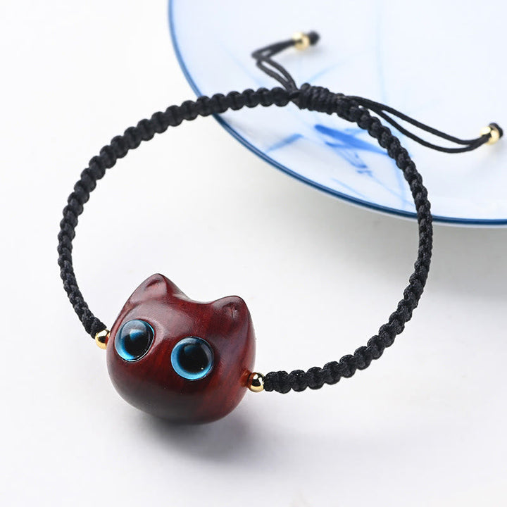 Armband Sandelholz Ebenholz Katze – Schutz & Ruhe