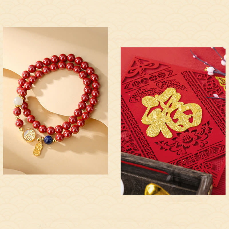 Armband 925 Silber Zinnober Fu-Zeichen – Segen & Energie