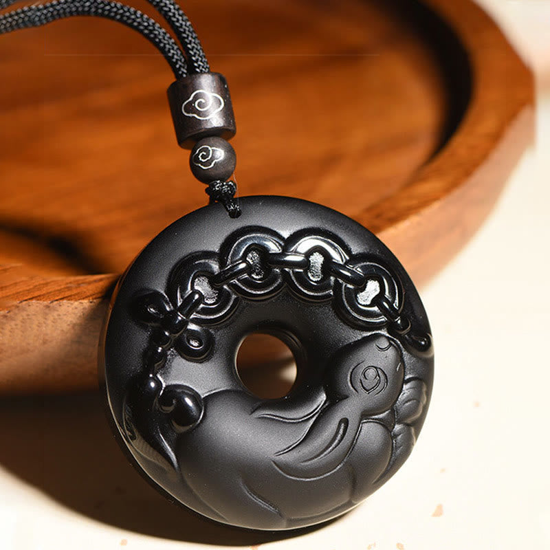 Obsidian Kette schwarzer Anhänger Tierkreis Naturstein Frieden