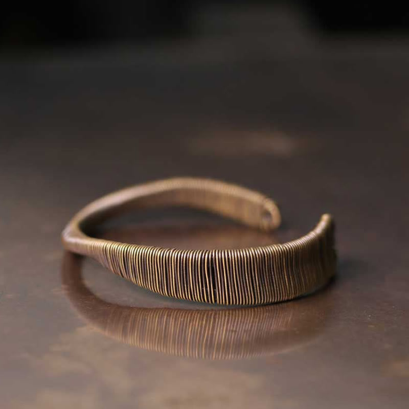 Kupfer Armband mit Rillenstruktur elastisch glänzend Balance