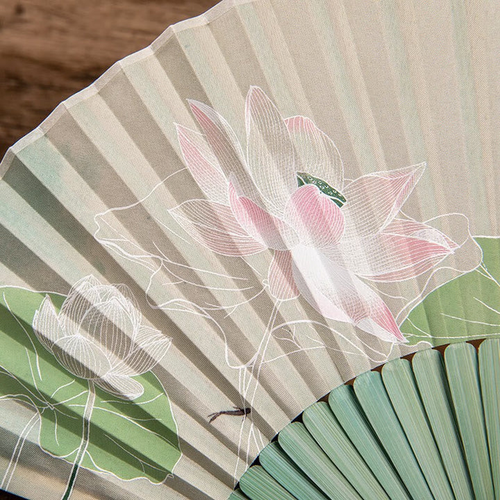 Deko Fächer Jasmin Lotus Bambus Wanddeko