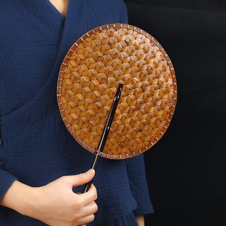 Deko Fächer Groß Bambus Geflochten Rund Geschenk