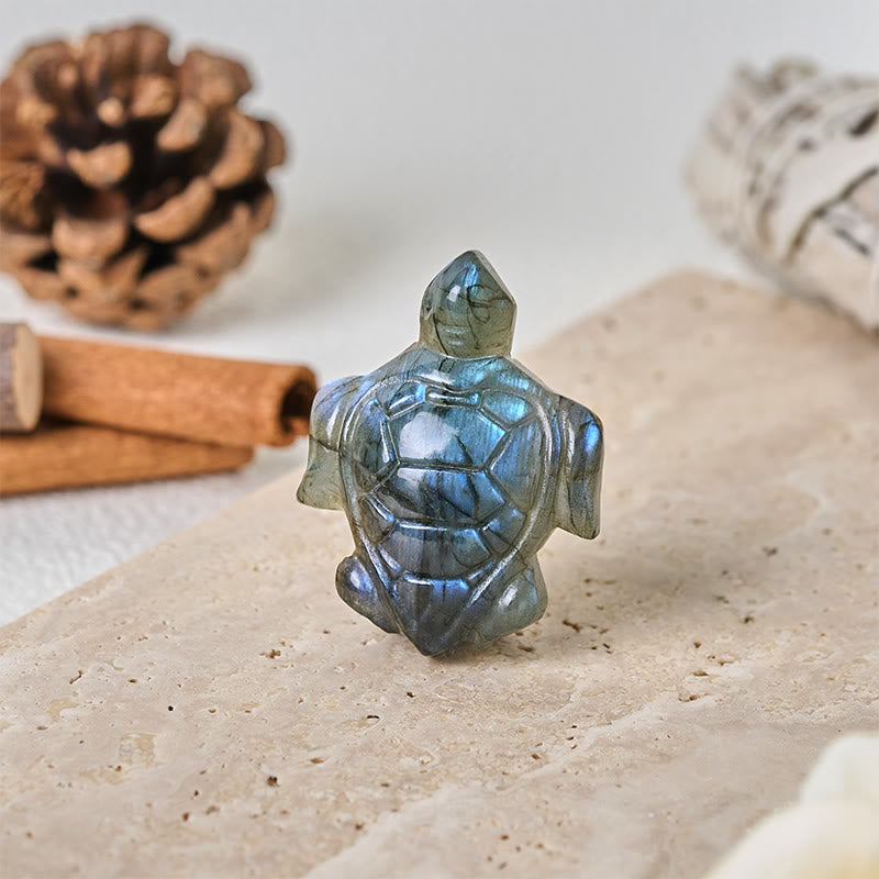 Deko Schildkröte Labradorit Schutz Feng Shui