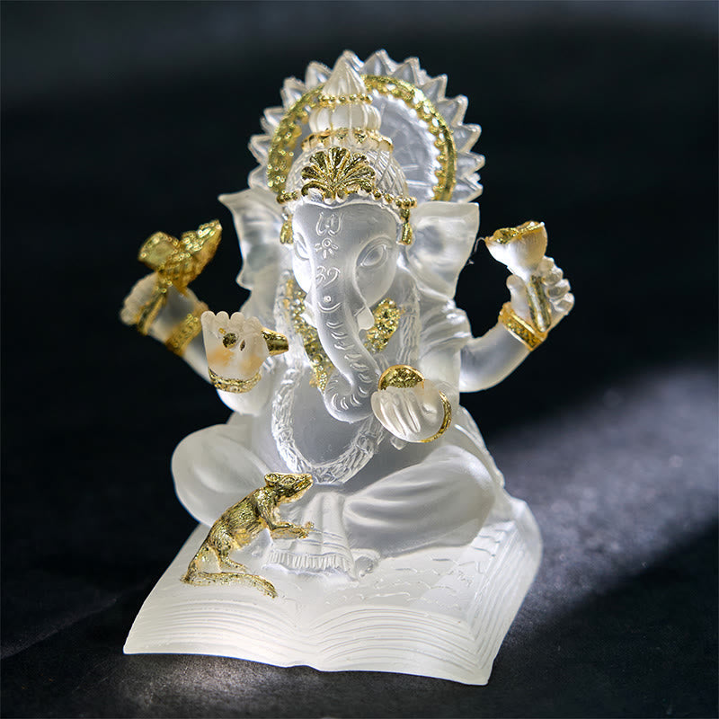Dekofigur Weiß Ganesha Harz Glücksbringer