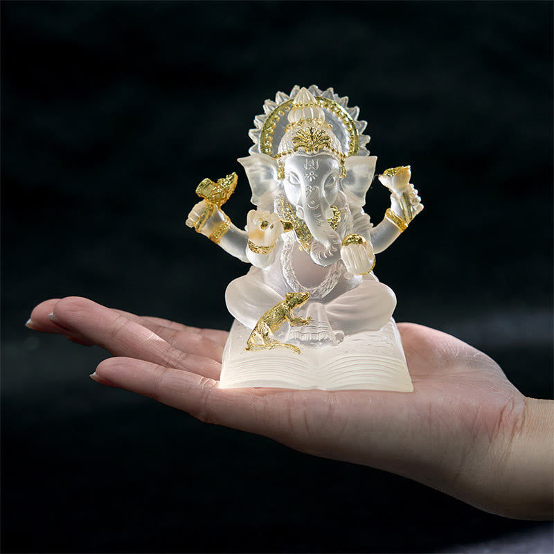 Dekofigur Weiß Ganesha Harz Statue
