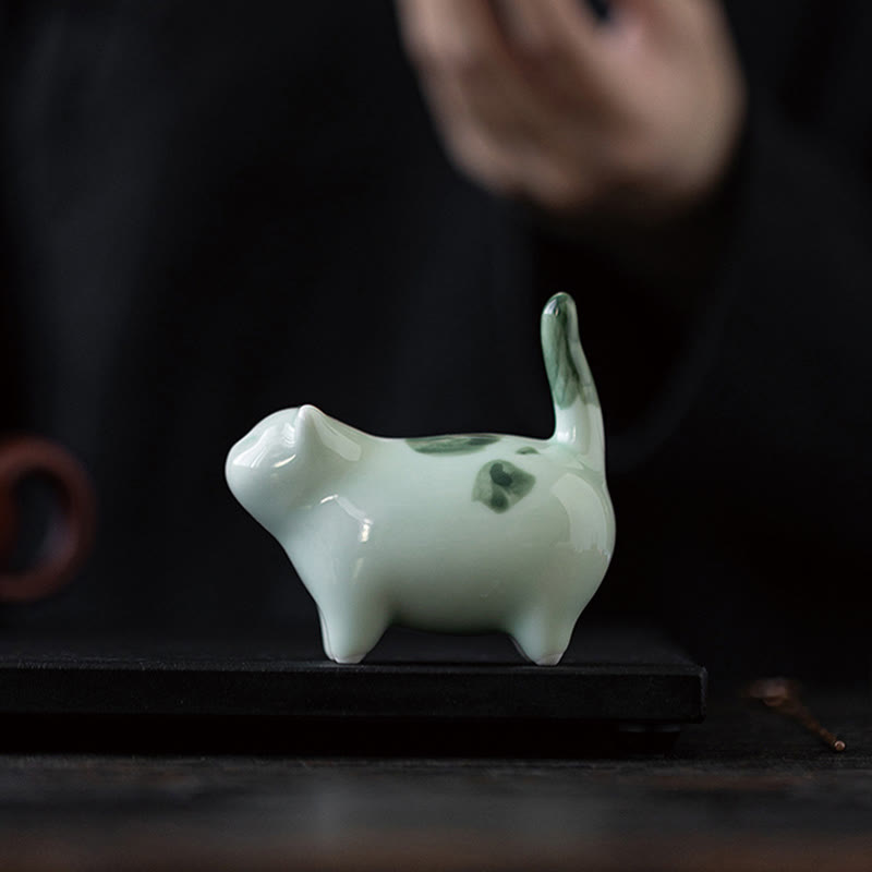 Dekofiguren Katzen Keramik Mini Feng Shui