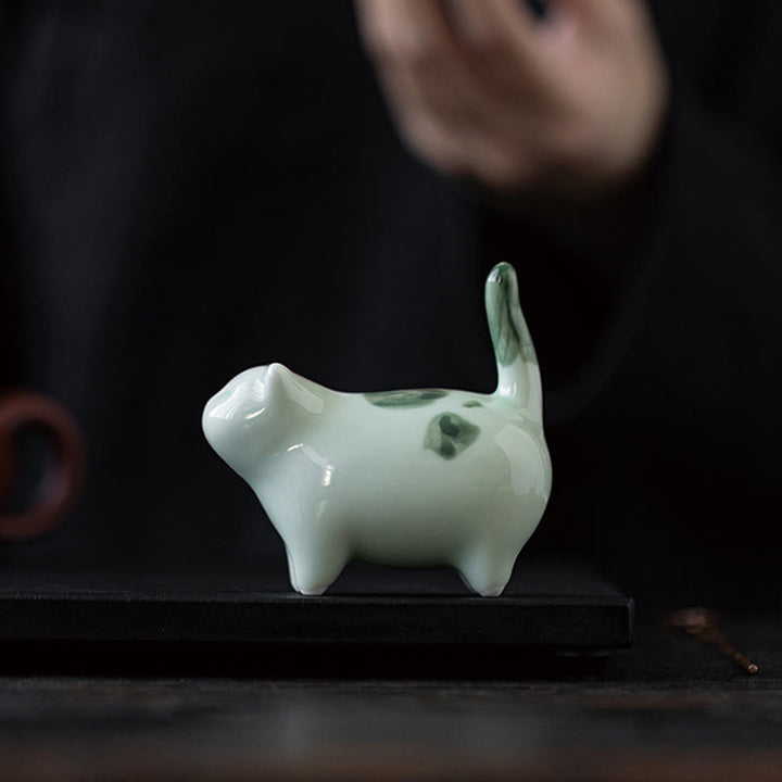 Dekofiguren Katzen Keramik Mini Feng Shui