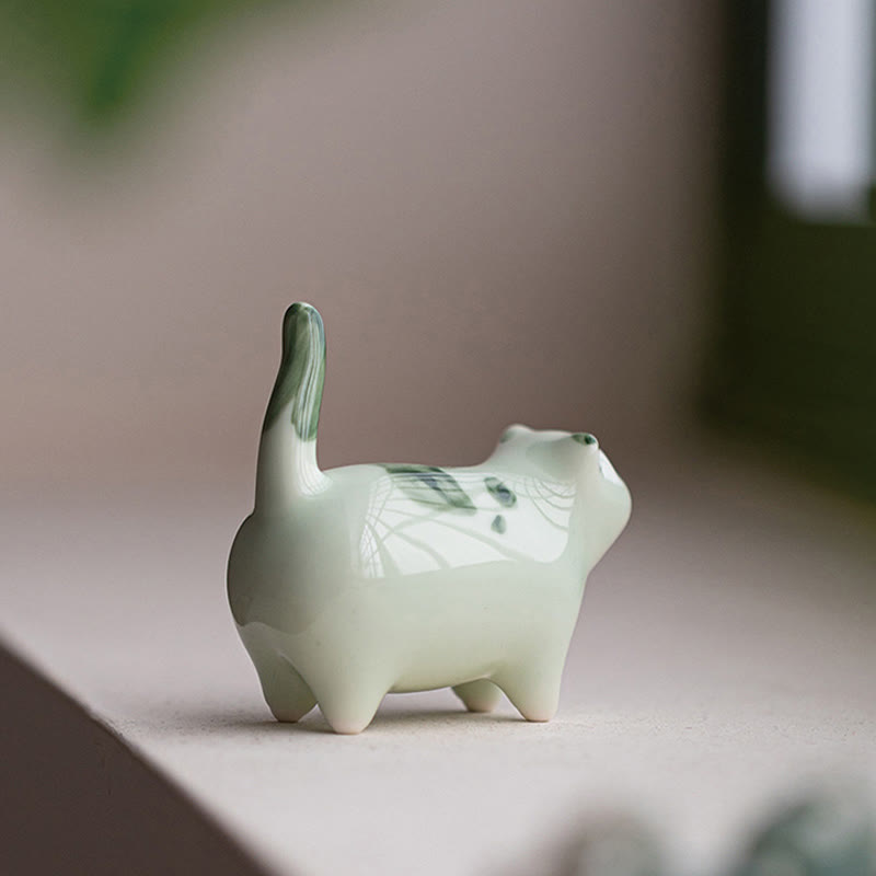 Dekofiguren Katzen Keramik Mini Glücksbringer