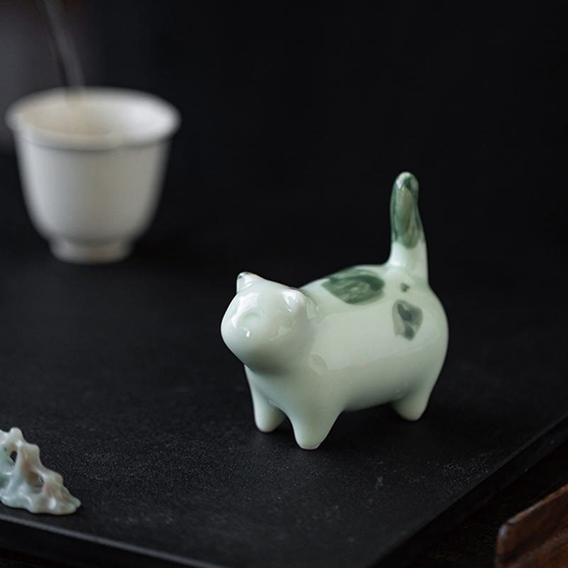 Dekofiguren Katzen Keramik Mini Statue