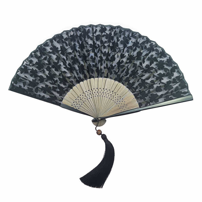 Designer Handfächer Blätter Blüten Seide Japan