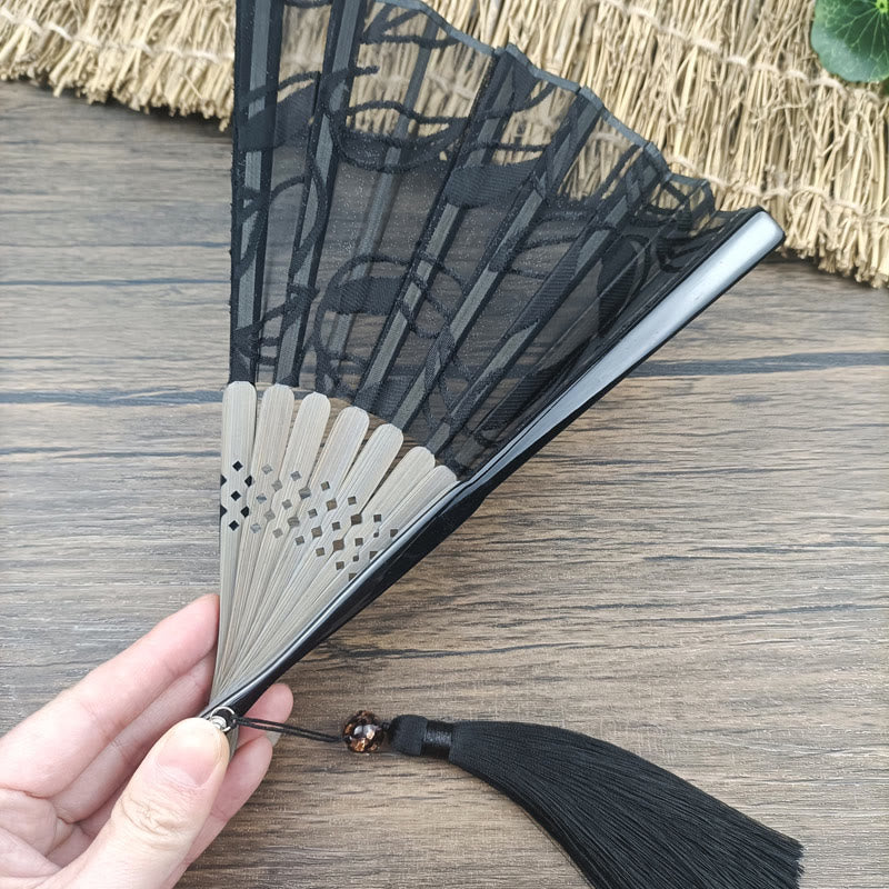 Designer Handfächer Blätter Blüten Seide Wanddeko