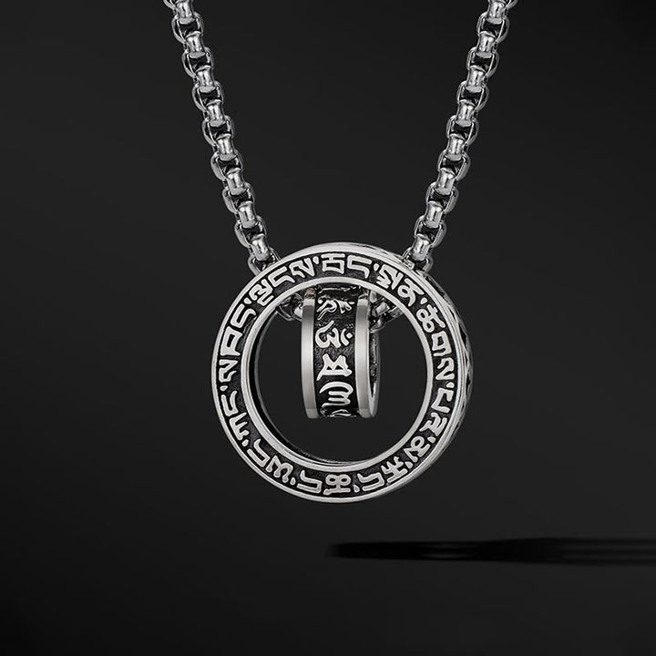 Anhänger Kette Tibetischer Gelassenheit Silber Mantra Ring