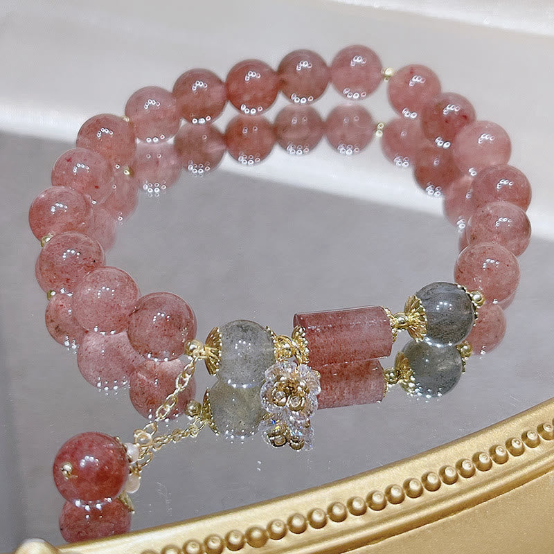 Armband Erdbeerquarz Mondstein Mond – Liebe & Energie elegantes Design